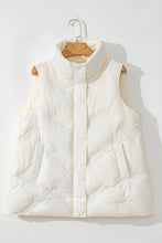 Load image into Gallery viewer, White Quilted High Neck Zip Up Jacket Vest