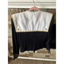 Load image into Gallery viewer, Vintage Geary Roark Navy Sailor Blazer & Pleated Midi Skirt - Nautical Style