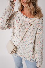 Load image into Gallery viewer, White Colorful Confetti Distressed Knit Sweater
