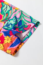 Load image into Gallery viewer, Pink Floral Print Short Sleeve Plus Size Babydoll Blouse