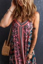 Cargar imagen en el visor de la galería, Pink Bohemian Floral Patchwork Print Long Sundress