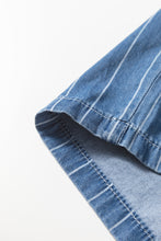 Load image into Gallery viewer, Blue Stripe Chambray Wide Leg Tied Elastic Waist Trousers