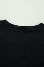 Load image into Gallery viewer, Black Boo Knitted Pattern Ribbed Edge Drop Shoulder Sweater