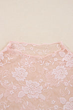 Load image into Gallery viewer, Apricot Pink Sheer Floral Lace Mesh Mock Neck Long Sleeve Top