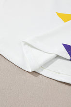 Cargar imagen en el visor de la galería, White Mardi Gras Star Printed Long Sleeve Top
