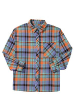 Load image into Gallery viewer, Orange Plus Size Plaid Print Buttoned Shirt