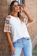 Cargar imagen en el visor de la galería, White Floral Crochet Short Sleeve Top