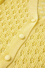 Load image into Gallery viewer, Yellow Pointelle Knit V Neck Sweater Cardigan