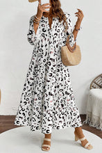 Load image into Gallery viewer, White Leopard Print Notch V Neck Loose Fit Maxi Dress