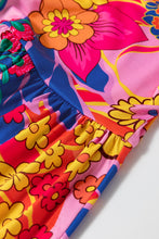 Load image into Gallery viewer, Pink Floral Print Short Sleeve Plus Size Babydoll Blouse