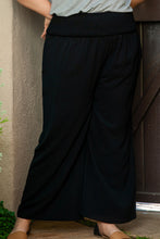 Load image into Gallery viewer, Black Shirred High Waist Plus Size Wide Leg Pants