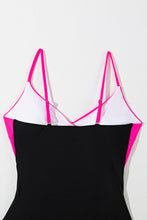 Cargar imagen en el visor de la galería, Rose Red Crossover Colorblock Cutout One Piece Swimsuit