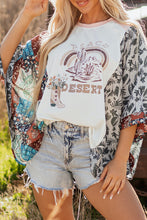 Load image into Gallery viewer, Multicolour Asymmetric Printed Patchwork Sleeve Peace Desert Graphic Top