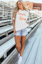 Load image into Gallery viewer, White Touchdown Tinsel Puff Short Sleeve Crew Neck Sweater