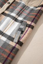 Load image into Gallery viewer, Khaki Plaid Patchwork Long Sleeve Shirt Mini Dress