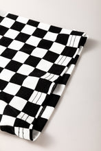 Load image into Gallery viewer, Black Checkered Print Side Slits O Neck Plus Size T Shirt