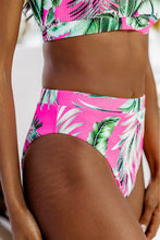 Load image into Gallery viewer, Rose Tropical Print Textured Bikini Bottoms