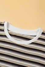 Load image into Gallery viewer, Black Stripe Rainbow Tee Tasseled String Wide Leg Pants Set