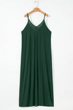 Load image into Gallery viewer, Duffel Green Spaghetti Straps Pocketed Slouchy Maxi Dress