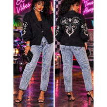 Load image into Gallery viewer, IB Diffusion Black Bling Embroidered Embellished Cardigan 80s Vintage Retro