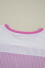 Load image into Gallery viewer, Pink Stripe Patchwork Bracelet Sleeve Plus Size T Shirt