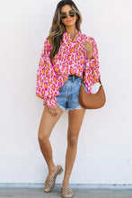 Load image into Gallery viewer, Rose Red Oversized Leopard Print Balloon Sleeve Casual Shirt