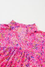 Load image into Gallery viewer, Purple Plus Size Floral Print Puff Sleeve V Neck Blouse