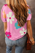 Load image into Gallery viewer, Pink Flower Print Bubble Sleeve Tee