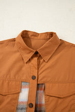 Load image into Gallery viewer, Khaki Plaid Color Block Patchwork Ruffle Hem Tunic Shirt Dress