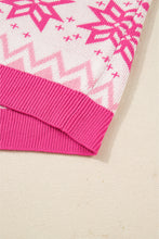 Load image into Gallery viewer, Rose Red Christmas Snowflake Quarter Zip Collard Sweater