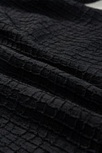 Load image into Gallery viewer, Black Floral Embroidered Ricrac Puff Sleeve Textured Blouse