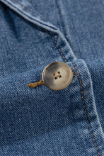 Load image into Gallery viewer, Sail Blue Side Pockets Lapel Collar Denim Jacket