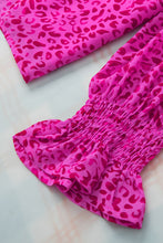 Load image into Gallery viewer, Hot Pink Leopard Shirred Puff Sleeve Flowy Blouse