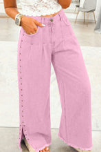 Cargar imagen en el visor de la galería, Pink Beaded Side Detail Split Loose Jeans