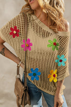 Load image into Gallery viewer, Light French Beige Crochet Flower Hollow-out Sweater T Shirt