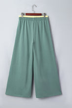 Cargar imagen en el visor de la galería, Sea Green Color Block Flower Patchwork Drawstring Contrasted Elastic Waist Wide Leg Pants