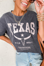 Cargar imagen en el visor de la galería, Medium Grey TEXAS Steer Head Graphic Mineral Wash Oversized T Shirt