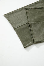 Load image into Gallery viewer, Vineyard Green Mineral Wash Tiered Wide Leg Patchwork Drawstring Pants