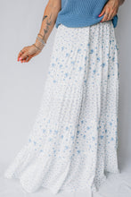 Cargar imagen en el visor de la galería, Sky Blue High Waist Tiny Floral Print Boho Maxi Skirt