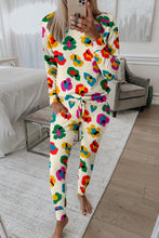Load image into Gallery viewer, Apricot Leopard Print Long Sleeve Top and Skinny Pants Lounge Set