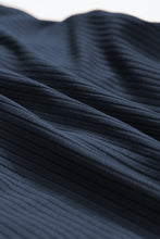 Load image into Gallery viewer, Navy Blue Ribbed Drawstring Sides Cutout One Piece Swimsuit