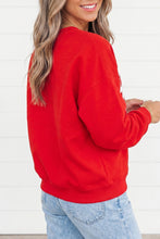 Cargar imagen en el visor de la galería, Fiery Red GAMEDAY Embroidered Patch Pattern Casual Shift Sweatshirt