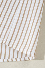 Load image into Gallery viewer, Khaki Stripe Long Sleeve Button Up Mini Shirt Dress