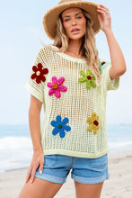 Load image into Gallery viewer, White Crochet Flower Hollow-out Sweater T Shirt