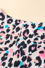 Load image into Gallery viewer, Brown Leopard Print V Neck Batwing Sleeve Plus Size Top