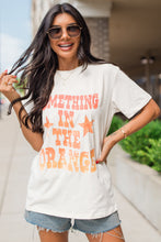 Cargar imagen en el visor de la galería, White SOMETHING IN THE ORANGE Graphic Crew Neck T Shirt