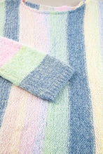 Load image into Gallery viewer, Purple Color Block Fringed Drop Shoulder Tunic Sweater