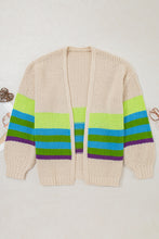 Cargar imagen en el visor de la galería, Parchment Color Block Crochet Open Front Plus Size Cardigan