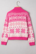 Load image into Gallery viewer, Rose Red Christmas Snowflake Quarter Zip Collard Sweater