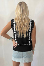 Load image into Gallery viewer, Black Western Horse Geometric Print Mock Neck Sweater Vest